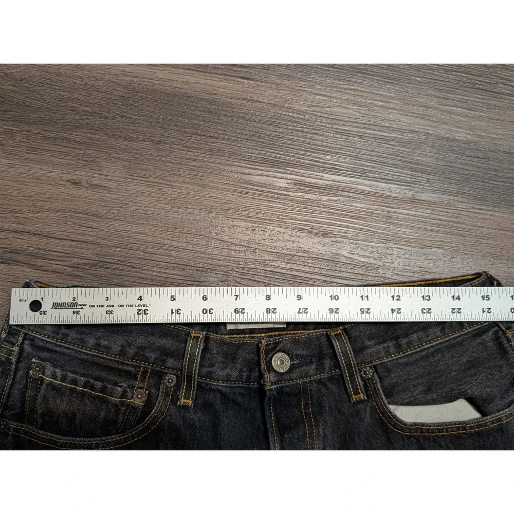 Levis 501 Original Mens‎ Straight Leg Button Fly Faded Black Jeans W34 L34